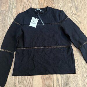 NWT ZARA BLACK TOP SHIRT SIZE XS 9322 / 241 / 800 BLACK TO ROCK